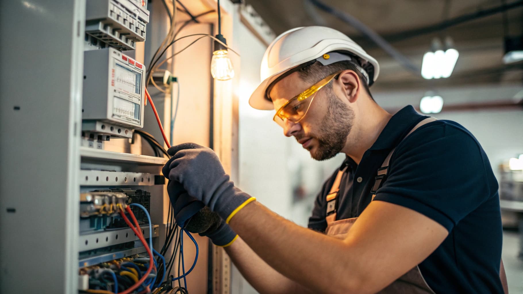Electrician professional at work